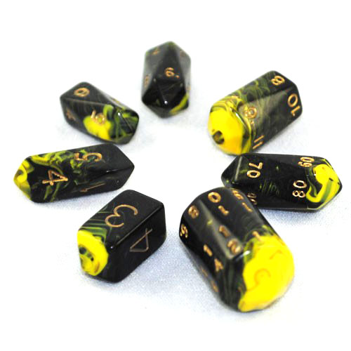7-piece Set of Crystal Oblivion RPG Dice (Yellow)